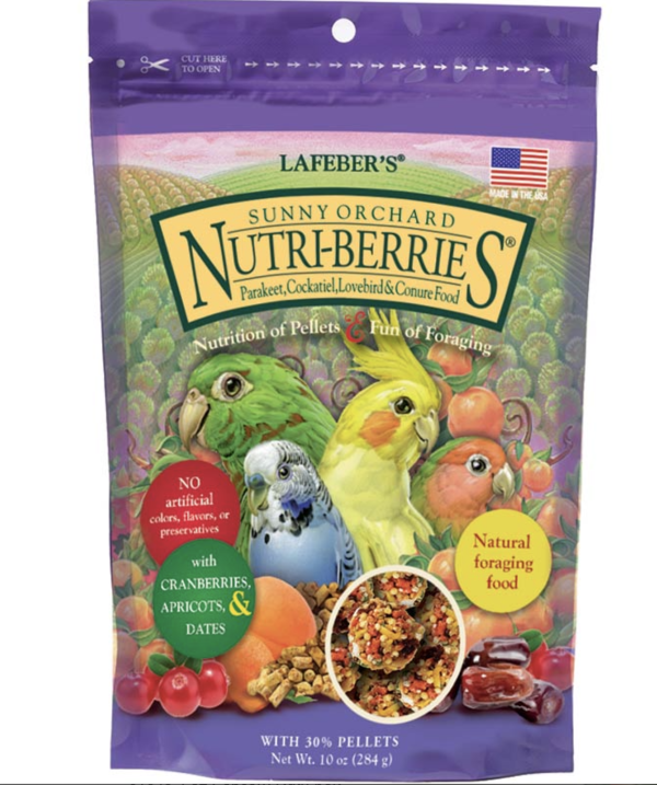 Lauber's Sunny Orchard Nutri-Berries for Cockatiels 10oz bird food.